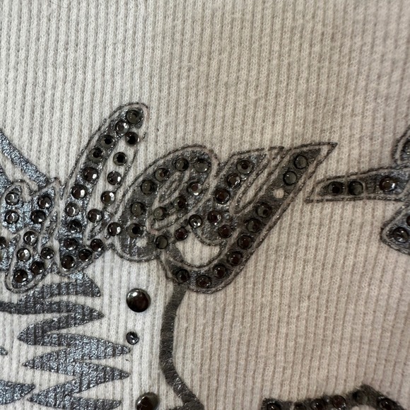 Harley Davidson Women's White Ribbed Tank Top Rhinestone Wings Biker Large - Picture 5 of 6